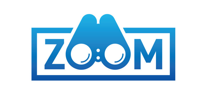 blue-navy blue gradient zoom logo. zoom and binoculars logo