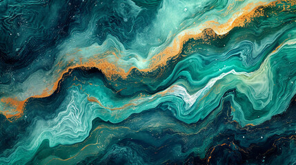 An abstract oceanic scene where turquoise and seafoam green flow together, capturing the ebb and flow of tidal waves, abstract background