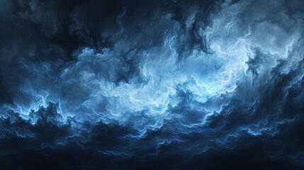 An abstract impression of a thunderstorm, with deep grays and flashes of electric blue, creating a dynamic yet powerful scene of natural energy, abstract background