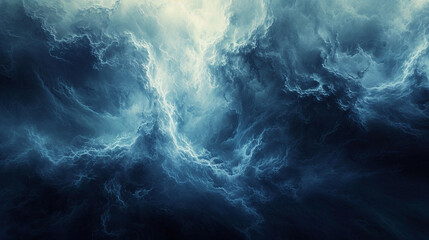 An abstract impression of a thunderstorm, with deep grays and flashes of electric blue, creating a dynamic yet powerful scene of natural energy, abstract background