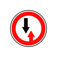 Give way to oncoming traffic sign graphic design