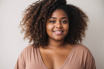 Portrait of gorgeous African American young plus size woman