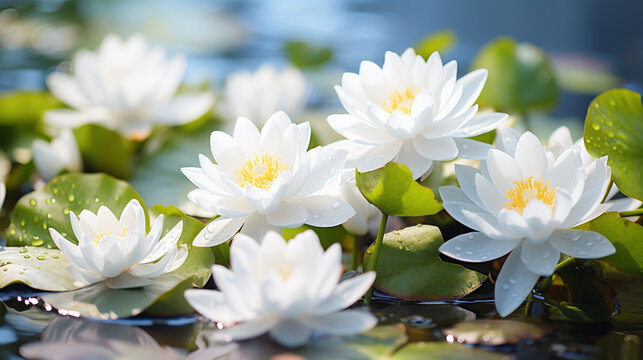 white water lilies flower , Generate AI