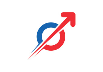 blue red arrow sign and circle. fast up arrow sign. arrow sign growth concept