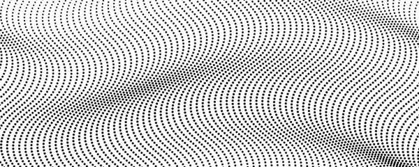 Halftone monochrome background with flowing dots