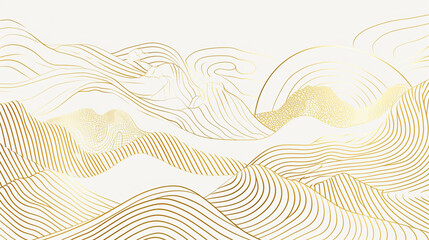 Abstract Vector Japanese Mountain Wave Line Art Print background. Soft pastel colour harmony. Vector Graphics of Contemporary. Fuji. Chinese. Aesthetic, Featuring Majestic Mountain Scenes. pattern
