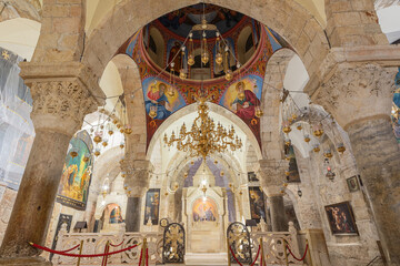 Fototapeta na wymiar The Chapel of Saint Helena a 12th-century Armenian church in the lower level of the Church of the Holy Sepulchre 