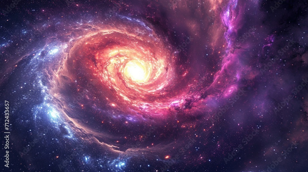 Poster A stunning image of a spiral galaxy with a backdrop of twinkling stars. Perfect for astronomy enthusiasts or anyone looking to add a touch of wonder to their projects