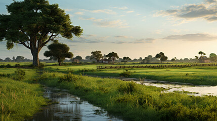 Naklejka premium rice field