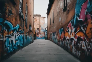 Foto op Plexiglas A urban style with graffiti tags on building wall © ArtisticLens