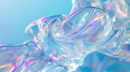 Fototapeta premium Iridescent, fabric and wave flow render on a white background for design, wallpaper or backdrop. Colourful, vibrant and holographic fluid closeup of curves graphic for science, 3d art and creativity