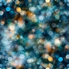 Seamless bokeh pattern with orange and teal tones, winter theme