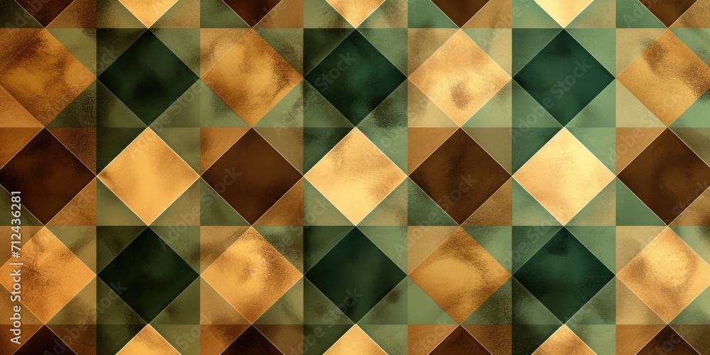 Fototapete A visually appealing pattern consisting of green, brown, and white squares. Ideal for various design projects