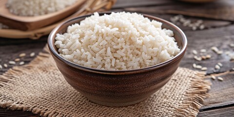 Fototapeta na wymiar A studio photo of newly prepared rice in a bowl.