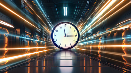 The clock is turning fast,. Abstract movement in the tunnel.