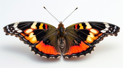 A butterfly sitting on a white surface. Suitable for nature and wildlife themes