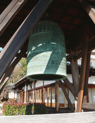 日本の寺の鐘、クローズアップ。