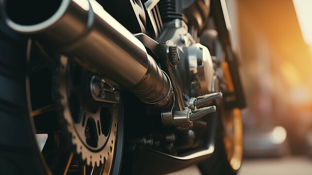 Motorcycle close-up with exhaust pipe