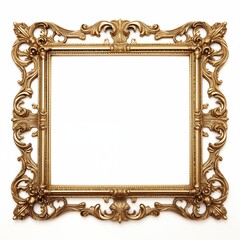 golden picture frame in white background ai generated