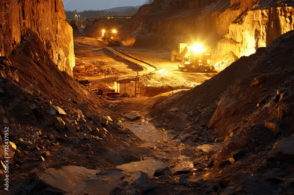 Poster involves the extraction of gold from the earth's crust through mining processes