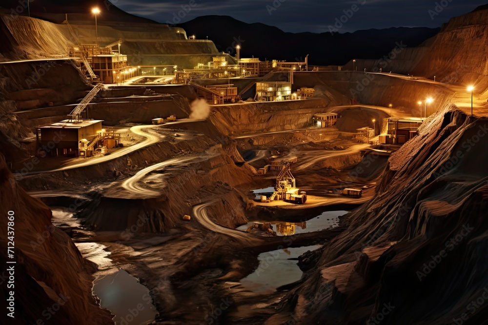 Poster involves the extraction of gold from the earth's crust through mining processes