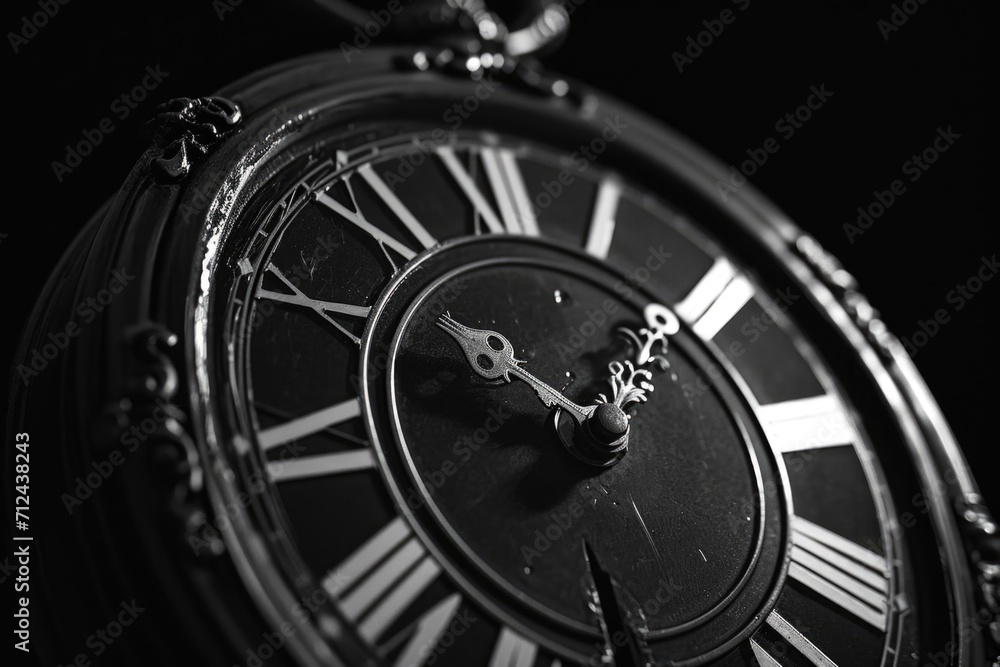 Aufkleber A detailed close up of a clock featuring roman numerals. Perfect for time-related concepts and designs