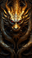 Golden Solid China Dragon Background