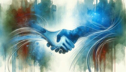 Illustration of shaking hands symbolizing cooperation