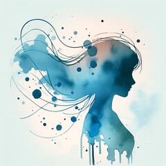 Illustration, abstract silhouette of a girl