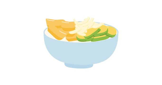 Es Teler, traditional Indonesian ice dessert made from tropical fruit animation