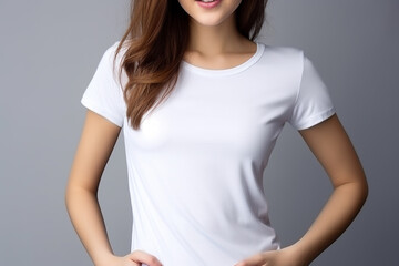 Obraz premium Woman in White Tshirt Mockup created with Generative AI
