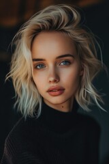 Naklejka premium A woman with blonde hair and blue eyes. Suitable for various projects