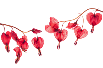 bleeding heart petals flew isolated on white background