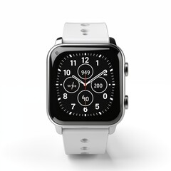 white smart watch realistic image in white background ai generated