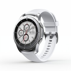 white smart watch realistic image in white background ai generated