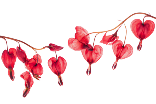 bleeding heart petals flew isolated on white background