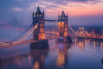 Tower Bridge in London UK, aerial view © Roman