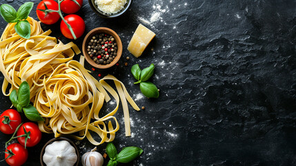 Ingredients for making Italian pasta. selective focus. Generative AI, - obrazy, fototapety, plakaty
