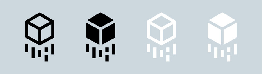 Simulation icon set in black and white. Virtual reality signs vector illustration.