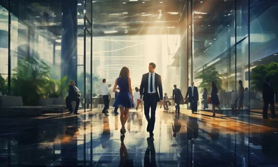 Fotobehang blurred office workers walking  © Rumi X