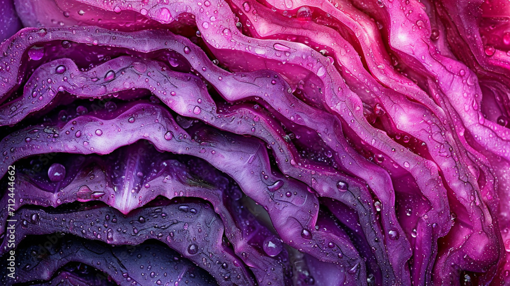 Aufkleber an image highlighting the vibrant red and purple hues that merge and contrast in a red cabbage slice