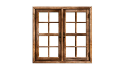 Fototapeta premium Wooden window cut out. Retro window on transparent background