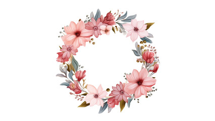 Obraz na płótnie Canvas Flower wreath cut out. Wreath with flowers watercolor style on transparent background