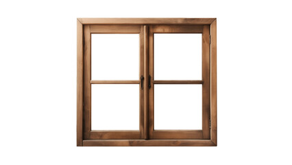 Wooden window cut out. Retro window on transparent background