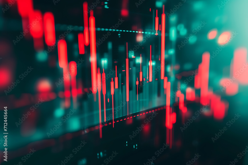 Poster red graph on a screen