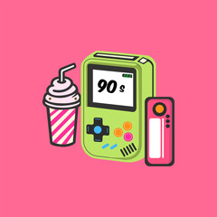 vector childhood video games, clothing designs, stickers, logos etc