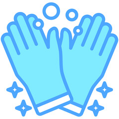 Gloves blue dual tone color icon, relate to housekeeping. use for UI or UX kit, web and app development.