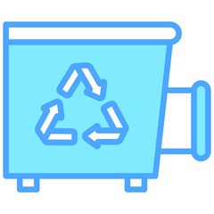 Trash Compactor blue dual tone color icon, relate to housekeeping. use for UI or UX kit, web and app development.