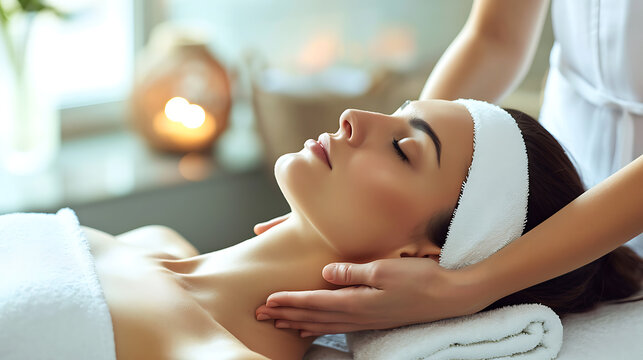 woman in spa doing a massage for relaxation and beauty self care