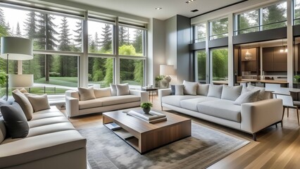 modern living room with fireplace